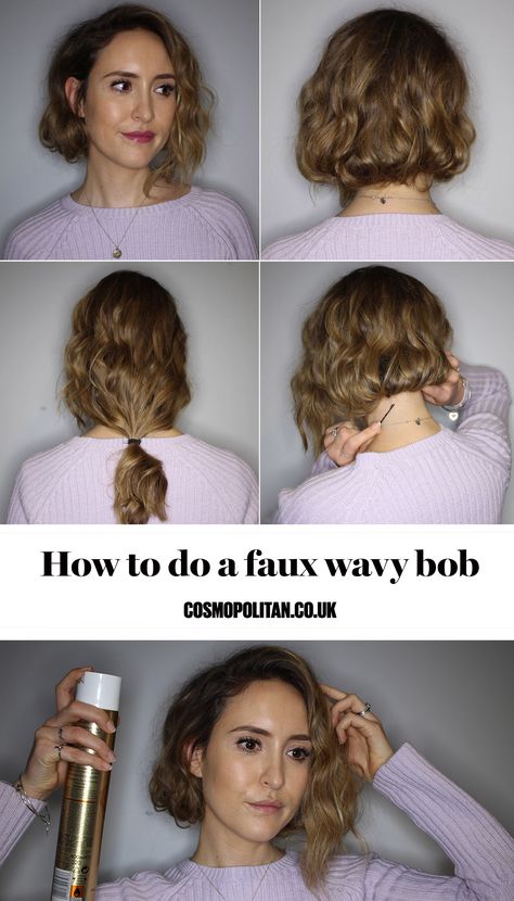 The wavy bob is the hairstyle of the season - but how do you style it out if you've got long hair? Enter this easy peasy DIY tutorial for a faux long wavy bob Fake Bob, Long Hair Diy, 20s Hair, Wavy Bob Long, Flapper Hair, Gatsby Hair, Faux Bob, 1920s Hair, Wavy Bob