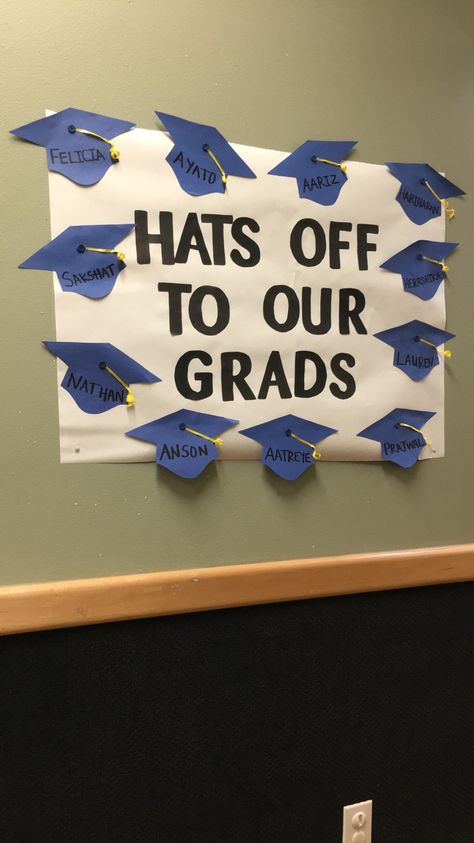 Graduation Countdown Bulletin Board, Classroom Graduation Ideas, Kindergarten Graduation Crafts For Kids, Graduation Board Decoration Ideas, Pre K Graduation Decorations, Pre K Graduation Crafts, Prek Graduation Bulletin Board, High School Graduation Bulletin Board Ideas, Kindergarten Graduation Bulletin Board