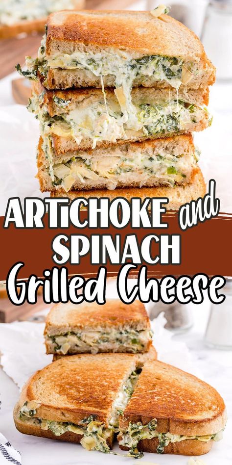 Simple Grilled Cheese, Artichoke Grilled Cheese, Artichoke Grilled, Fancy Grilled Cheese Sandwiches, Cheesy Spinach Artichoke Dip, Easy Grilled Cheese, Fancy Grilled Cheese, Black Color Hairstyles, Restaurant Appetizers