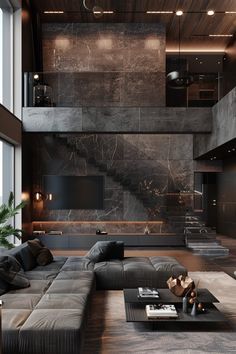 Luxurious House Living Room, Dark Luxurious Living Room, Modern Luxury Apartment Interior Design, Dark Home Decor Living Room, Luxury Living Room Dark, Dark Room Inspiration, Dark Luxury Living Room, Living Room Dark Interior, Dark Modern Apartment