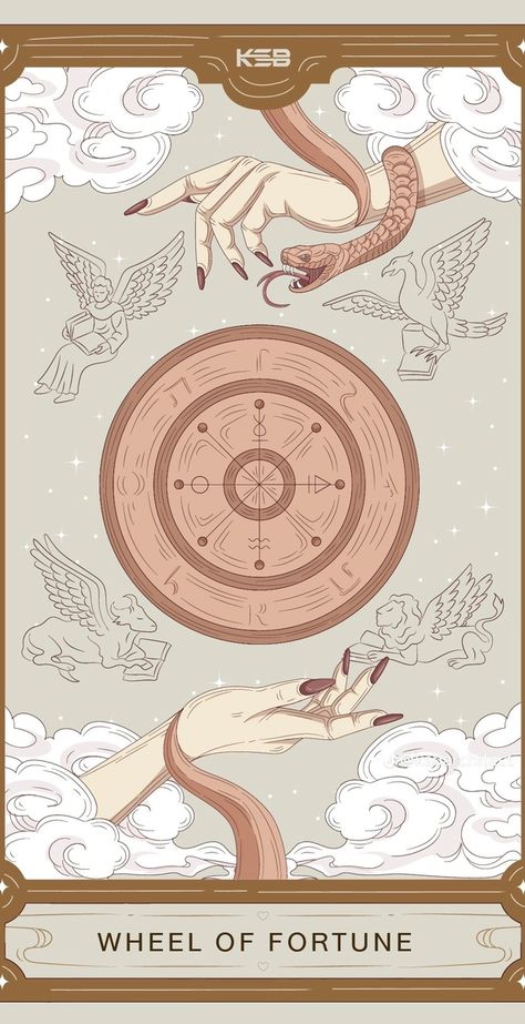 Tarot Lockscreen Aesthetic, Tarot Cards Hierophant, Tarot Cards Wallpaper Iphone, Arcana Aesthetic, Tarot Wallpapers, The Wheel Of Fortune Tarot, Tarot Cards Art Illustration, Wheel Of Fortune Tarot, Angel Tarot Cards