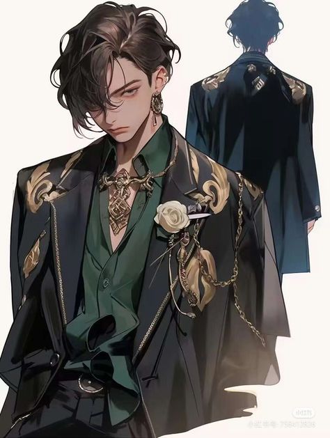 Fantasy Formal Wear Male Art, Villain Clothes Male, Fantasy Suit Design, Fantasy Clothes Male, Fantasy Suits Male, Fantasy Male Outfit, Fantasy Outfits Design Male, Fantasy Outfits Male, Male Villain