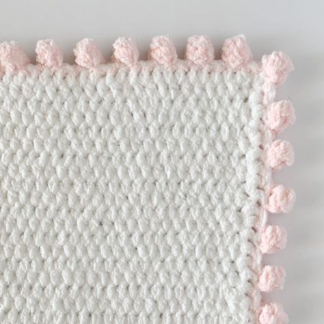 Crochet Bobble Stitch Edging, Dot Crochet Border, Bobble Stitch Crochet Border, Bobble Edge Crochet, Border For Granny Stripe Blanket, Bobble Border Crochet, Bernat Blanket Border Crochet, Crochet Bobble Edging, Crochet Boarder Stitches