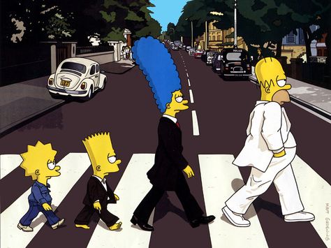 Marge Simpson, Simpsons Art, Beatles Abbey Road, 강아지 그림, Art Parody, The Simpson, Homer Simpson, Abbey Road, Futurama