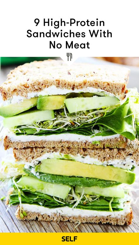 Protein Sandwich, Vegetarian Protein Sources, Clean Eating Lunch, Avocado Sandwich, Vegetarian Protein, Vegetarian Sandwich, Veggie Sandwich, Easy Clean Eating, Healthy Sandwiches