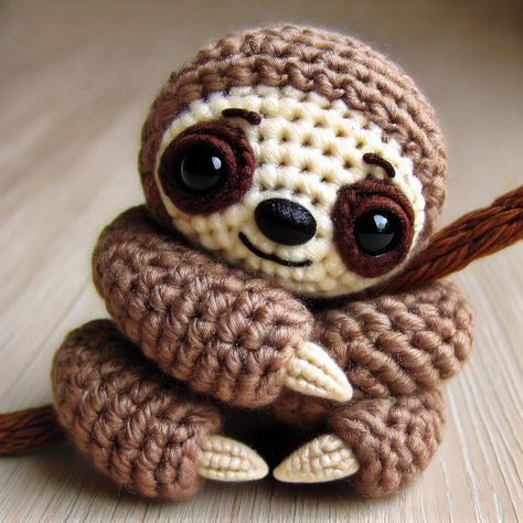 Sloth Plush Pattern Free, Small Sloth Crochet Pattern Free, Crochet Sloth Pattern Free, Crocheted Sloth, Sloth Crochet Pattern, Crochet Sloth, Sloth Plush, Animal Knitting Patterns, Crochet Animals Free Patterns