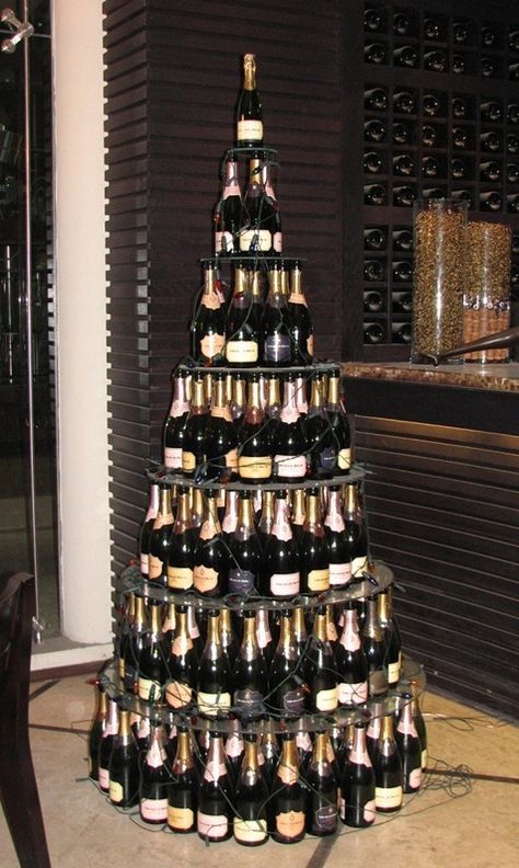 A Few of the Best Wine Bottle Christmas Trees! | Blog Your Wine Wine Bottle Christmas Tree, Wine Bottle Christmas, Champagne Christmas Tree, Wine Tree, Christmas Champagne, Funny Christmas Tree, Holiday Trees, Bottle Tree, Wine Craft