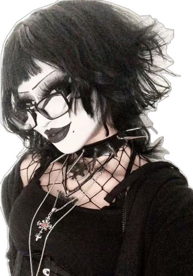 Goth Hairstyles Women, Gothic Style Aesthetic, Beautiful Goth Women, Romantic Goth Hair, Bimbocore Goth, Trad Goth Pfp, Trad Goth Clothes, Goth With Glasses, Short Goth Hairstyles