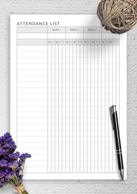 Weekly Attendance Sheet Template, Attendance List, Ide Jurnal, Attendance Tracker, Attendance Sheet, Student Attendance, Ultimate Planner, Sheet Template, Task List