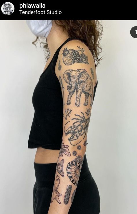 Tattoo sleeve Micro Organisms, Optical Illusion Tattoo, Nyc Tattoo, Japan Tattoo Design, Tattoos For Women Half Sleeve, Amazing Tattoos, Tattoo Portfolio, Knee Tattoo, Line Work Tattoo