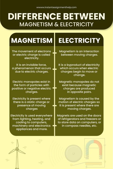 Difference between Magnetism & Electricity Electricity Physics, Electricity And Magnetism, Top Grades, Physics Lessons, Physics Concepts, Learn Physics, Physics Classroom, Basic Physics, How To Study Physics