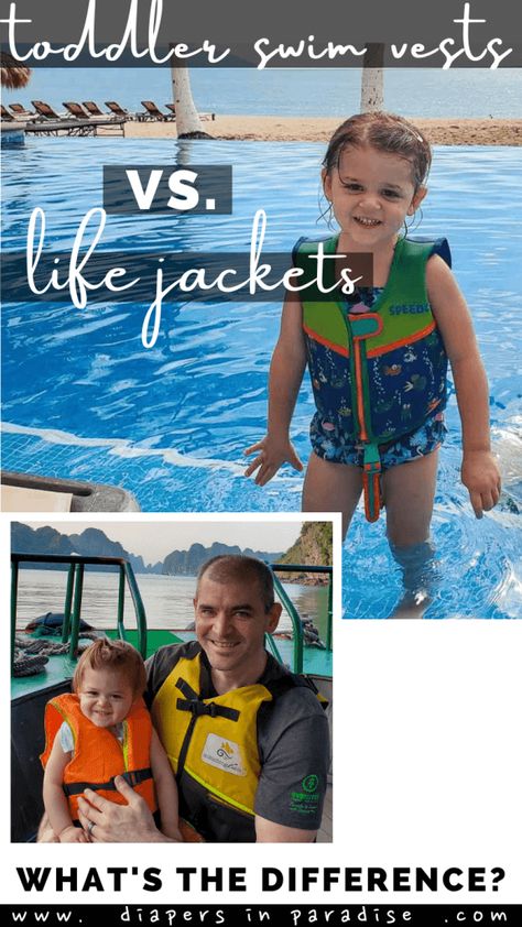 How to find the perfect swim vest for toddlers, how they differ from life jackets, and a recommendation for our favorite toddler swim vest! #watersafety #swimmingwithtoddlers Kids Life Jackets, Toddler Swim, Toddler Vest, Toddler Beach, Toddler Swimming, Life Jackets, Swim School, Teaching Toddlers, Swim Brands