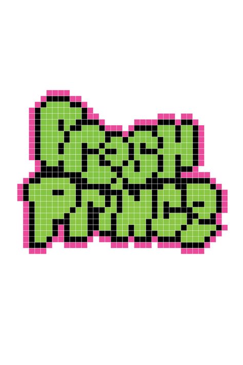 Fresh Prince Logo Fuse Bead Pixel Pattern #90s #character #fusebead #perlerbead #pattern #craft #pixel #pixelart Bead Perler Pattern, 90s Perler Bead Pattern, Pixel Art Cartoon Characters, Perler Bead Band Logos, 90s Cartoon Perler Beads, Album Cover Pixel Art Grid, Cassette Tape Perler Beads, Mf Doom Perler Beads, Retro Games Pixel