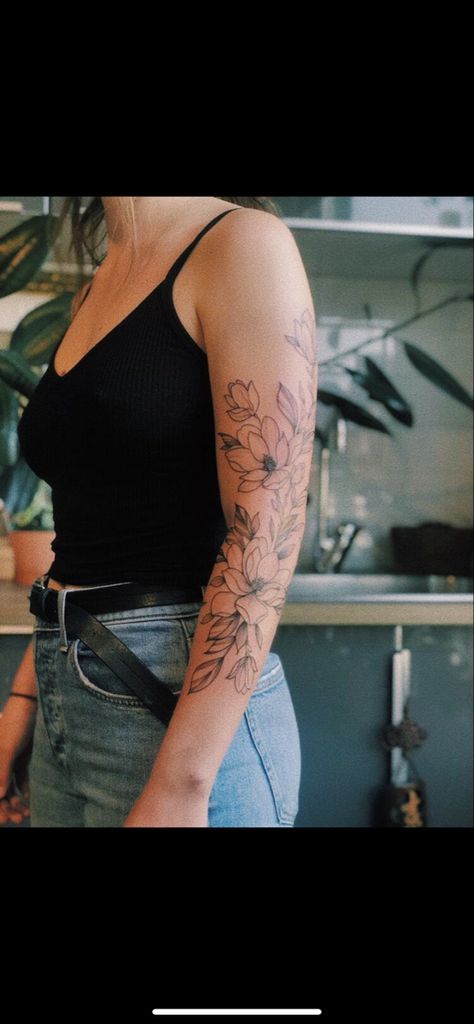 Half Sleeve Flower Tattoo, Half Sleeve Tattoo Upper Arm, Half Arm Sleeve Tattoo, Arm Sleeve Tattoos For Women, Half Sleeve Tattoos, Cool Half Sleeve Tattoos, Autumn Tattoo, Girl Arm Tattoos, Tattoos For Women Half Sleeve