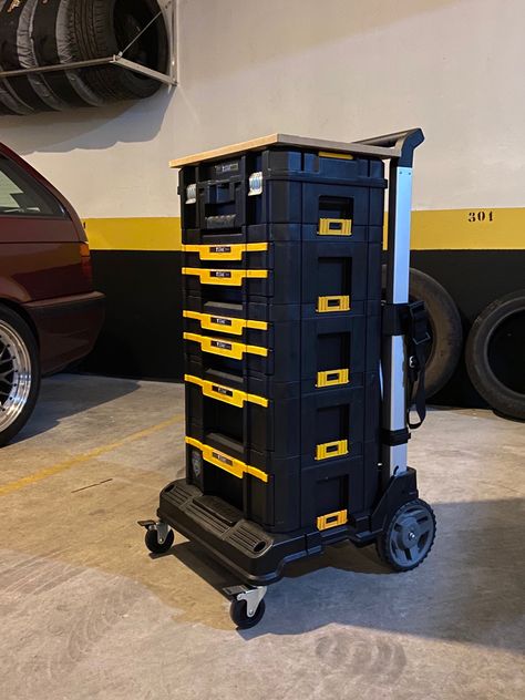 Craftsman Versastack Ideas, Mobile Tool Storage, Dewalt Storage, Milwaukee Tool Box, Dewalt Tough System, Organization Drawers, Dewalt Tstak, Portable Workstation, Garage Organization Tips