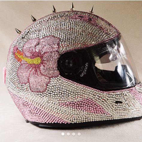 Girly Motorcycle Helmets, Bedazzled Motorcycle Helmet, Hello Kitty Motorcycle Helmet, Cute Motorcycle Helmets, Bling Motorcycle, Pink Motorcycle Helmet, Pink Motorcycle, Custom Motorcycle Helmets, Pretty Bike