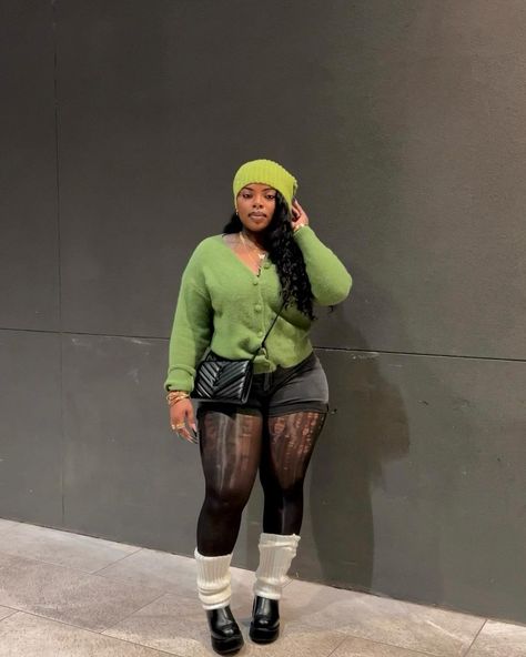 the girls favorite Scorpio 💋 Beanie and cardigan @sheinofficial Boots @lamoda Shorts @fashionnova #explorepage #grwmoutfits… | Instagram Plus Size Chill Outfits Fall, Shorts With Boots Outfits Black Women, Jhene Aiko Concert Outfit Plus Size, Black Women Cute Outfits, Fall Plus Size Outfits Black Women, Combat Boot Outfits Black Women, Plus Baddie Outfits, Black Crop Cardigan Outfit, Plus Size Fall Winter Outfits