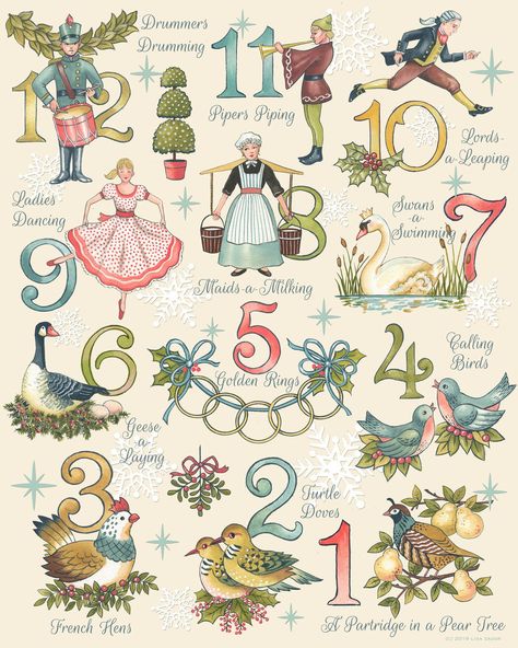 12 Days Of Xmas, Holiday Hostess Gifts, Turtle Dove, Christmas Artwork, Twelve Days Of Christmas, Woodland Christmas, Christmas Bedroom, Old Fashioned Christmas, Christmas Print