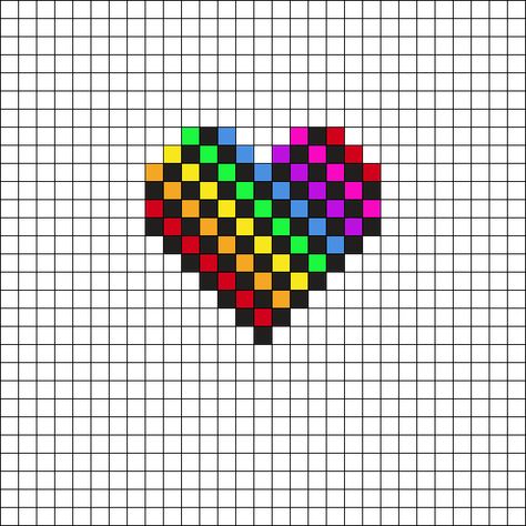 Scenecore Perler Beads, Perler Heart Pattern, Vampire Perler Beads, Colorful Perler Bead Patterns, Scene Kandi Patterns, Perler Bead Scene, Perler Bead Heart Patterns, Perler Bead Patterns Scene, Square Perler Bead Patterns