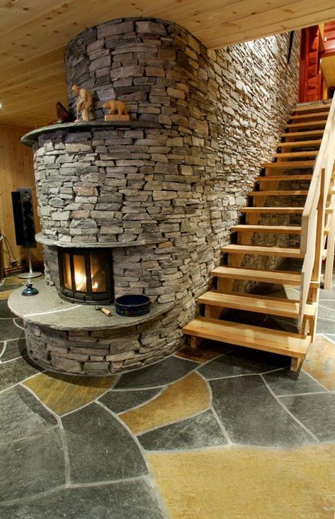 Design Camino, Rustic Log Cabin, Log Cabin Homes, Home Fireplace, Fireplace Design, Cabin Homes, Cabins In The Woods, Stone Fireplace, Design Case