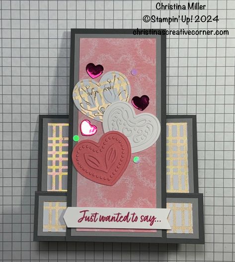 Valentine’s Day Faux Step Card! – Christina's Creative Corner Faux Side Step Card Tutorial, Step Cards Tutorial, Side Step Card Tutorial, Faux Step Card, Christina Miller, Side Step Card, Country Bouquet, Step Card, Step Cards