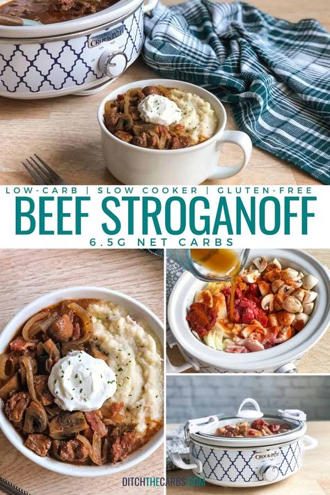 Low Carb Stroganoff, Beef Crockpot Meals, Low Carb Beef Stroganoff, Beef Stroganoff Slow Cooker, Gluten Free Beef Stroganoff, Stroganoff Slow Cooker, Keto Beef Stroganoff, Caramel Sundae, Beef Crockpot