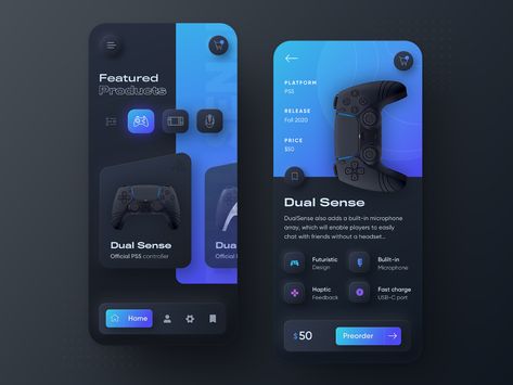 Playstation 5 DualSense - Neumorphic mobile app dark version by Dawid Tomczyk on Dribbble Ux Design Trends, Ux Design Mobile, Ux App Design, App Design Layout, App Concept, Mobile App Design Inspiration, Ux Mobile, App Interface Design, Ux Design Inspiration