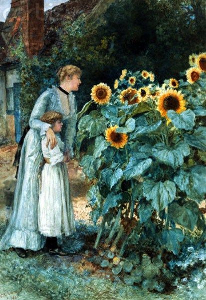 The Butterflies' Paradise Garden Painting Art, Mallow Flower, Vintage Sunflower, Sunflower Art, Garden Painting, Victorian Art, Vintage Artwork, Painting Art, Beautiful Artwork