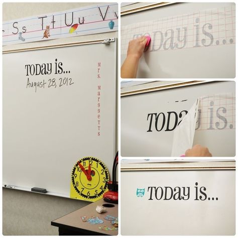 Use vinyl transfers to make semi-permanent decals for words you don’t want to have to rewrite everyday. | 36 Clever DIY Ways To Decorate Your Classroom Classroom Organisation, New Classroom, Teacher Organization, Creative Classroom, Classroom Setup, Classroom Environment, Classroom Fun, Classroom Inspiration, Classroom Displays