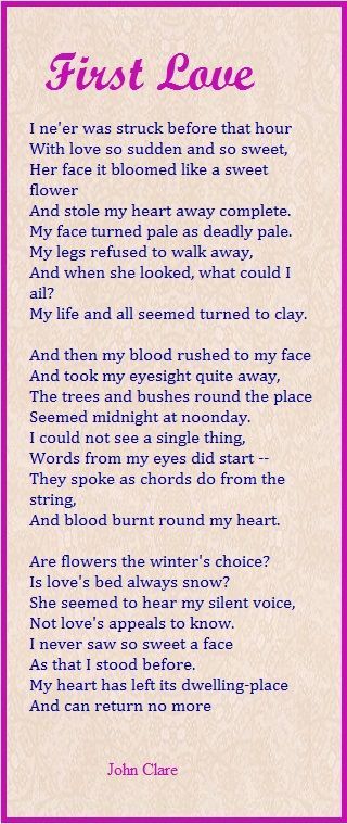 First Love by John Clare John Clare, Beautiful Poetry, Quotes About Everything, Some Words, Poetry Quotes, Good Thoughts, Bones Funny, Poets, Words Of Wisdom