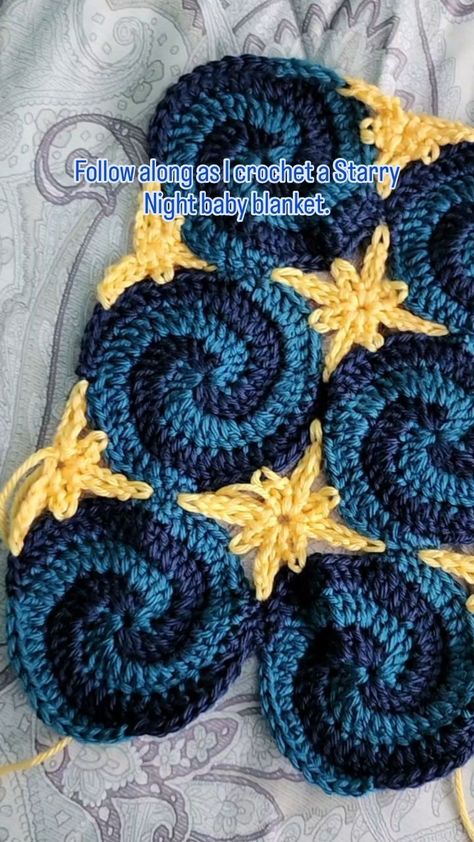 Jacquelyn Little (@alilloopy) • Instagram photos and videos Insane Crochet Projects, Crochet With Different Types Of Yarn, Starry Night Blanket Crochet, Crochet Cloth Pattern, Crochet And Sewing Projects, Crochet Blanket Ideas Aesthetic, Moon Phases Granny Squares, Wavy Granny Square, Acrylic Yarn Projects Crochet