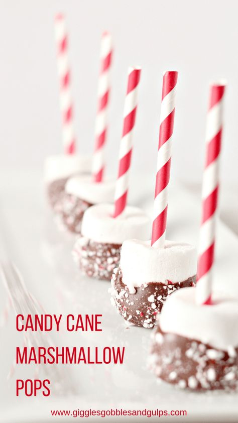 Candy Cane Marshmallow Pops - Giggles, Gobbles and Gulps Hot Cocoa Dip, Cocoa Dip, Marshmallow Pops Recipe, Decorated Marshmallows, Dipped Marshmallows, Peppermint Marshmallows, Peppermint Hot Cocoa, Marshmallow Dip, Chocolate Covered Marshmallows