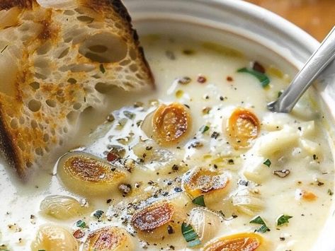 Rustic French Comfort: Savor the Rich Flavors of Country Garlic Soup! - NewsBreak Austrian Garlic Soup, Country Garlic Soup, Country Fresh Garlic Soup, Country French Garlic Soup Recipe, French Garlic Soup, Country French Garlic Soup, French Soup Recipes, French Onion Meatballs Recipe, Tarragon Chicken Recipe