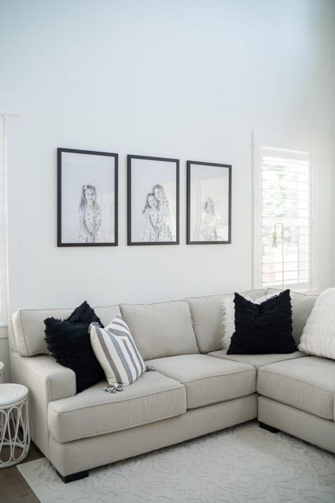 Large Photos Over Couch, Above Couch Frame Layout, Family Pictures Over Couch, 3 Framed Pictures On Wall, Large Frames Behind Sofa, Large Photos Behind Couch, 3 Large Photos On Wall, 3 Large Pictures Above Couch, Pictures Behind Couch Ideas