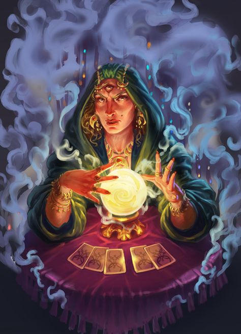 ArtStation - fortune-teller, Masha Kuravcova Fortune Teller Pose Reference, Fortune Teller Illustration, Fortune Teller Aesthetic, Fortune Teller Tattoo, Fortune Illustration, Fortune Teller Art, Fortune Teller Crystal Ball, Fortune Teller Costume, Fortune Tellers