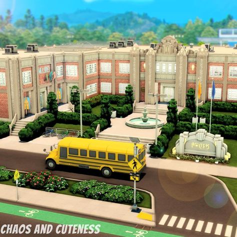 With the release of the newest "High School Years" expansion pack, I knew the first thing that I wanted to build with this expansion was a nice, big Art Deco High School! Click to check out the speed build. 🎥 #sims #thesims #sims4 #thesims4 #thesims4highschoolyears #sims4highschoolyears #sims4highschool #sims4highschoolbuild #highschoolsims4 #highschool #artdecohighschool #artdeco #artdecodesign #sims4build #sims4builds #sims4building #sims4house #sims4houses #sims4 #sims4buildingideas Sims 4 High School, Sims 4 Pack, Sims Memes, Episode Interactive Backgrounds, Play Sims 4, Sims 4 Body Mods, Sims 4 Cc Folder, Play Sims, Sims 4 House Design