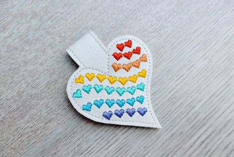 Rainbow heart hearts key fob ITH in-the-hoop snap tab keyfob machine embroidery design in the hoop embroidery project heart shape mini heartFor hoop4x4Ready size is 2.5 in How to make key fob in the hoop - included PDF instructions with a lot of photos.Find more key fob designs here:https://www.ets Hoop Embroidery, Monogram Alphabet, Heart And Key, Free Embroidery Designs, Mini Heart, Rainbow Heart, Etsy Sales, Machine Design, Free Embroidery