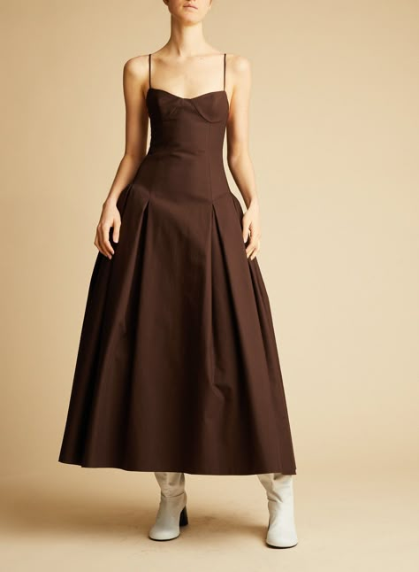 Robyn Dress By Khaite | Moda Operandi Black Tie Theme, Khaite Dress, Brown Closet, Custom Clothes Ideas, Vietnam Tailor, Heel Stoppers, How To Be Pretty, Minimal Dress, Portfolio Design Layout