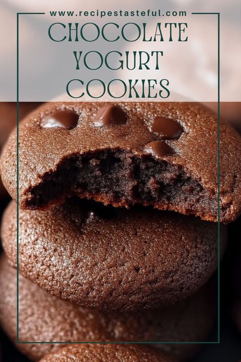 These delicious chocolate yogurt cookies are guilt-free, made with Greek yogurt and unsweetened cocoa powder. Perfect for satisfying your sweet cravings without the added sugar or calories! Low Calorie Desserts With Greek Yogurt, Greek Yogurt Cookie Recipes, Greek Yogurt Cookies, Yogurt Cookies, Flourless Recipes, Greek Yogurt Dessert, Low Calorie Cookies, Chocolate Yogurt, Low Calorie Recipes Dessert