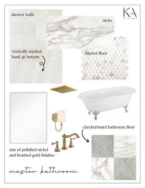 Master Bath Mood Board, Bath Mood Board, Transitional Master Bath, Warm Transitional, Neutral Bath, Checkerboard Tile, Bathroom Mood Board, Neutral Bathroom, Bath Tiles