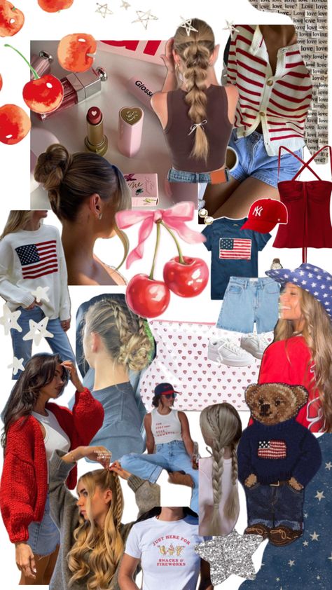 Independence Day, 4th of July outfits, summer hairstyles, Americana vibe, american aesthetic, 4th of July party, red outfit, cute hairstyles Vintage Americana Outfits, Americana Aesthetic Outfit, Aesthetic 4th Of July, Americana Outfits, American Aesthetic, Americana Aesthetic, July Outfits, Outfit Cute, 4th Of July Outfits