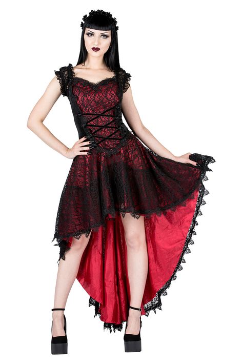 Even more Dresses - Page 5 - From The Gothic Shop Gothic Prom, Gothic Hoodies, Gothic Prom Dress, Black Velvet Bow, Red Satin Dress, Gothic Clothing, Maria Black, Gothic Dress, Red High