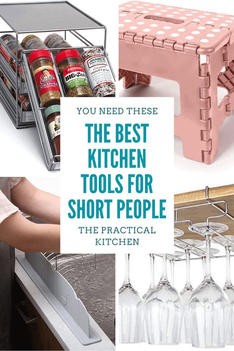 In this post I'm rounding up my favorite kitchen tools for short people, because if I'm having these issues, I know other people — shorter-er people — are too. And accessibility matters! Just because kitchen counters come at a standardized height, doesn't mean that height works for everyone, you know? Oven Rack Puller, Pull Down Spice Rack, Magnetic Spice Jars, Best Kitchen Tools, Kitchen Set Up, Pastry School, Short Person, Magnetic Spice, Spice Bottles