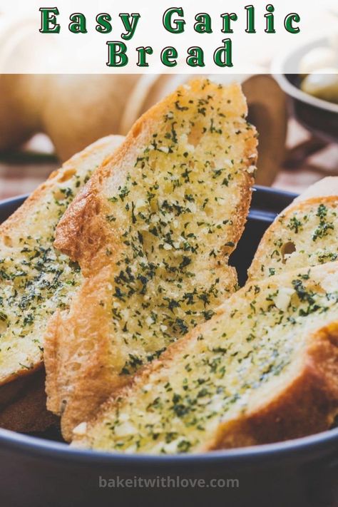 This incredible oven garlic bread recipe features 2 methods: one for those who prefer soft garlic bread and one for those who prefer crispy! All you need is some french bread, garlic powder, and butter (plus a little Parmesan cheese if you like) to make restaurant-quality garlic bread at home! BakeItWithLove.com #bakeitwithlove #garlicbread #oven #baked #crispy #chewy Garlic Bread With Garlic Powder, Garlic Bread In Oven, Oven Garlic Bread, Baked Garlic Bread, Oven Baked Garlic, Oven Garlic, Garlic Bread At Home, Easy Garlic Bread Recipe, Best Garlic Bread