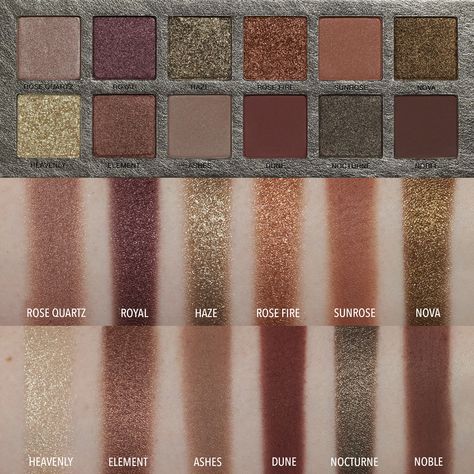 Deep Autumn Makeup, Pretty Eyeshadow Palettes, Pretty Eyeshadow, Eyeshadow Collection, Autumn Rose, Anastasia Beverly Hills Makeup, Makeup Swatches, Metallic Pink, Pink Champagne