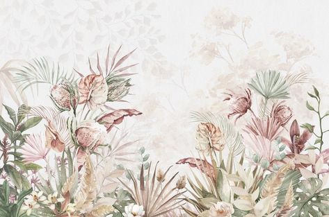 Flower Mural Wallpaper, Tropical Wallpaper Texture, Floral Wallpaper Texture, Hampers Design, Walls Texture, Watercolour Wallpaper, Flowers Watercolour, Wedding Pattern, Floral Wallpapers