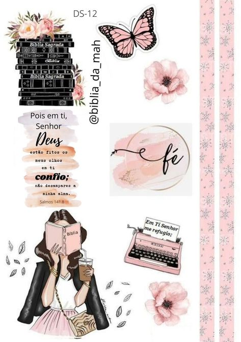 Idee Cricut, Scrapbook Stickers Printable, Bullet Journal Stickers, Girly Art Illustrations, Lettering Tutorial, Printable Planner Stickers, Good Notes, Bible Art, Journal Stickers