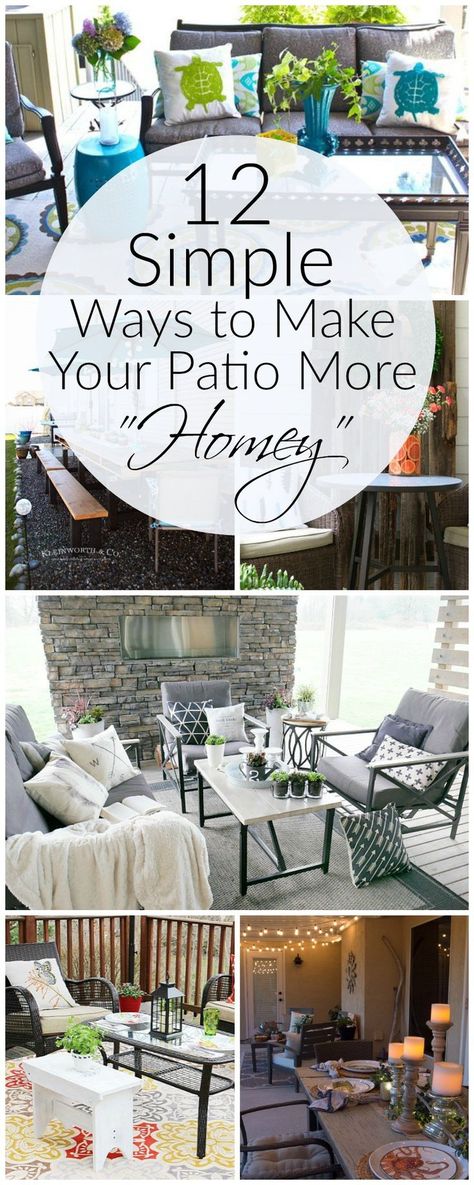 12 simple ways to make your patio or deck more homey. Add coziness by doing these simple tips | awonderfulthought.com Family Room Makeover, Farmhouse Side Table, Cozy Patio, Cute Dorm Rooms, Diy Outdoor Decor, Farmhouse Homes, Small Patio, Deck Decorating, Back Patio