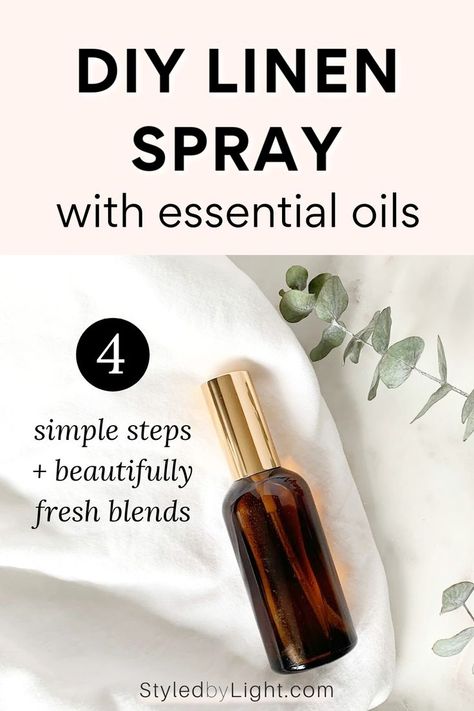 DIY Linen Spray bottle Natural Homemade Cleaning Recipes, Linen Spray Recipe, Linen Spray Essential Oils, Diy Linen Spray, Homemade Cleaning Recipes, Benefits Of Essential Oils, Essential Oil Spray, Essential Oils For Sleep, Diy Sprays