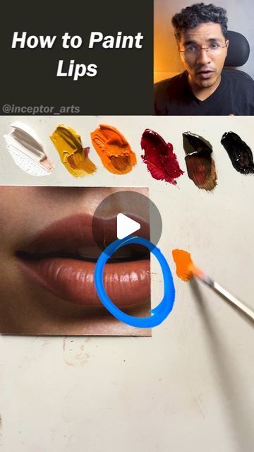 How To Paint Skin Tones Acrylics, Paint Lips, Skin Color Paint, Portrait Painting Tutorial, Lips Painting, Portrait Tutorial, Acrylic Painting Inspiration, Color Mixing Chart, Colorful Portrait